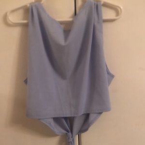 Baby blue crop top w/ x-long tie in back